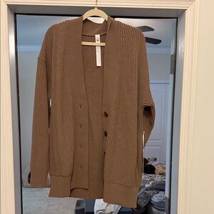 lululemon athletica Taupetastic Ribbed Cardigan